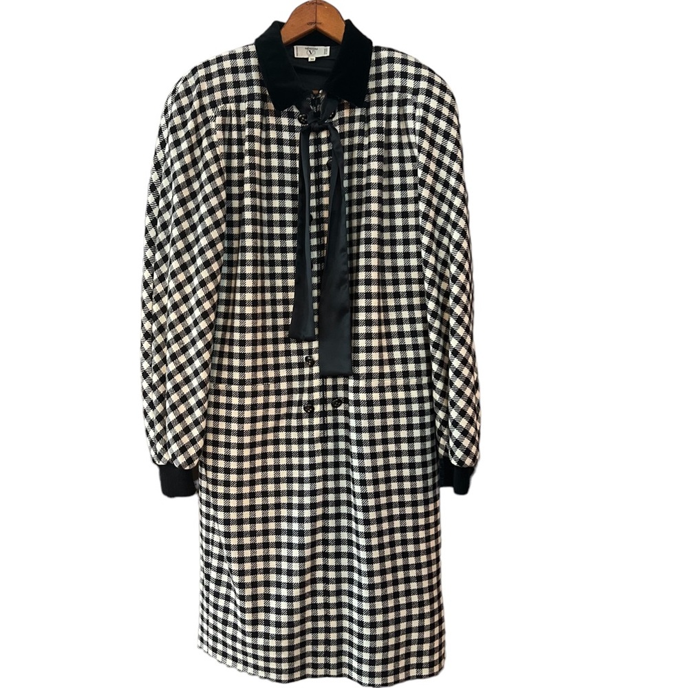 Valentino Houndstooth Checkered Vintage Wool Dress